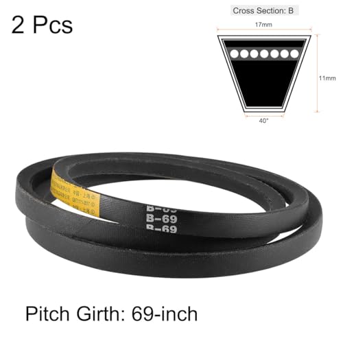 uxcell B69 V-Belts 69" Pitch Length, B-Section Rubber Drive Belt 2pcs - size: 69"