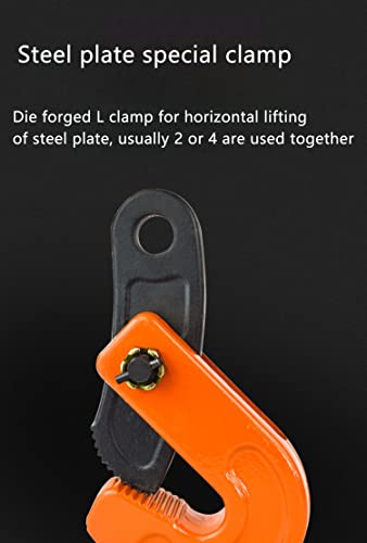 Horizontal Plate Lifting Clamp 1.6T/ 3527 lbs with 4 Clamps Heavy Duty Barrel Drum Lifter High Strength Manganese Steel Chain for Industry Hoist Crane (Capacity 1.6 ton, 3meters chain) - style: Capacity 1.6 ton, 3meters chain