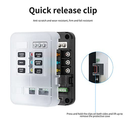BlueFire 12V Fuse Block, Upgraded 6 Circuit Fuse Box with Acc Interface,Fuse Holder with LED Light Indication & Protection Cover for Car Boat Marine Truck Vehicle SUV Yacht RV(6 Way- A) - color: 6 Way- A