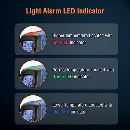 CEM DT-8666 Digital Infrared Meat Thermometer Gun,DS10:1 Instant Read Laser Temperature Gun for Griddle,Grill,Oven,Pizza, Thermal Air Heat Leak Detector for Industrial Repairs with Color Light Alarm