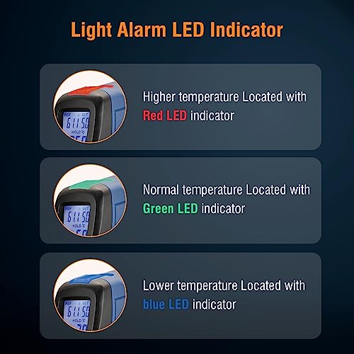CEM DT-8666 Digital Infrared Meat Thermometer Gun,DS10:1 Instant Read Laser Temperature Gun for Griddle,Grill,Oven,Pizza, Thermal Air Heat Leak Detector for Industrial Repairs with Color Light Alarm