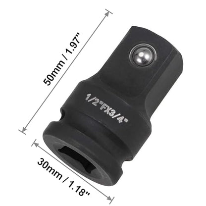 1/2" Drive (Female) x 3/4" (Male) Impact Socket Adapter, CR-MO Steel, Compatible with Air Impact Wrenches, Breaker Bars, Ratchets - size: 1/2"(F) x 3/4"(M)