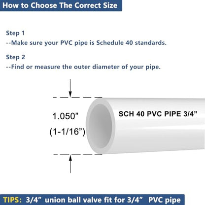 2PCS 3/4" PVC Union Ball Valve, UPVC Full Flow Ball Valve, Rated at 230 PSI, U.S. ASTM EPDM O-Rings and Reversible PTFE Seats, 3/4 Inch Socket for Water System - size: 3/4" (2Pcs)