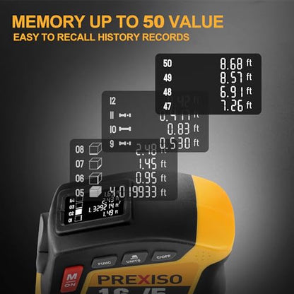 PREXISO 2-in-1 Digital Tape Measure, 16Ft Rechargeable Measuring Tape - color: Yellow