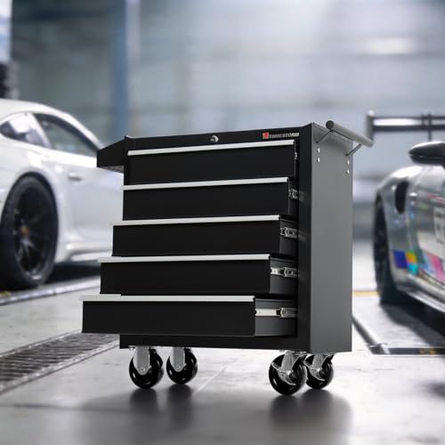 5-Drawer Rolling Tool Chest with Wheels, Heavy Duty Lockable Metal Tool Cabinet, Rolling Tool Box Organizer for Garage, Workshop, Repair Shop, Black - color: Black
