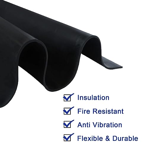 2PCS Silicone Rubber Sheet, Heat Resistant, Heavy Duty, Smooth Finish, 12 x 12 Inch, 1/8 Inch Thickness for DIY Gaskets, Seals, Flooring, Bumpers, Protection (Black) - color: Black