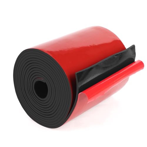 HooTown Adhesive Solid Rubber Strips, Self Neoprene Rubber Sheets Rolls Red - color: 1/8" Thick Adhesive, size: 6” W x 120" L