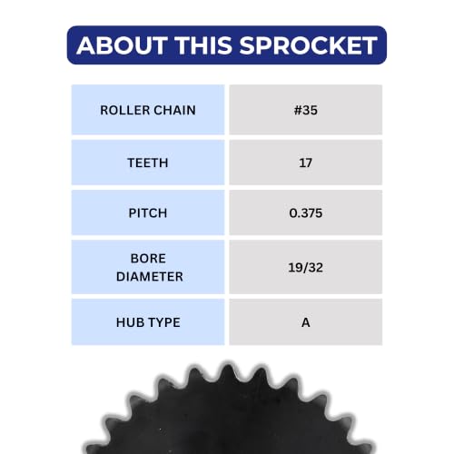 Jeremywell #35 Roller Chain Sprocket, 17 Tooth A-Plate, 19/32" Bore