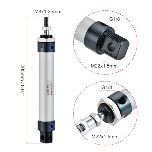 uxcell Pneumatic Air Cylinder 20mm Bore 75mm Stroke with Y Connector and Quick Fittings, MAL 20x75, for Automatic Equipment - size: 20mmx75mm