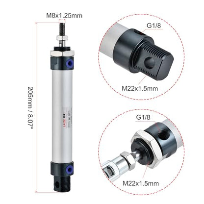 uxcell Pneumatic Air Cylinder 20mm Bore 75mm Stroke with Y Connector and Quick Fittings, MAL 20x75, for Automatic Equipment - size: 20mmx75mm