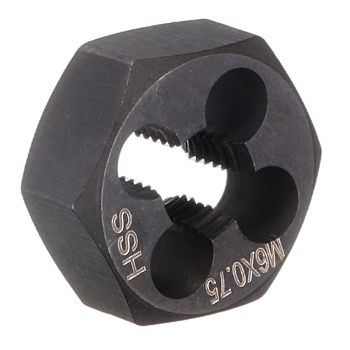 HARFINGTON Hex Threading Die M6 x 0.75 Metric Thread Right Hand High Speed Steel Rethreading Fixed Die Screw Cutting Tapping Repair Tool - size: M6 x 0.75