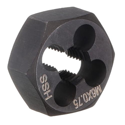 HARFINGTON Hex Threading Die M6 x 0.75 Metric Thread Right Hand High Speed Steel Rethreading Fixed Die Screw Cutting Tapping Repair Tool - size: M6 x 0.75
