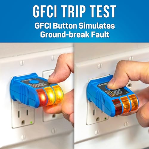 Jonard Tools GFC-1 GFCI Outlet Tester – Circuit Analyzer and Ground Fault Receptacle Tester for Standard North American AC Electrical Outlets, 110/125V AC 3 Wire Outlets - style: GFCI Outlet Tester