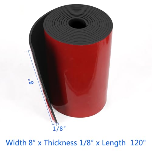 HooTown Adhesive Solid Rubber Strips, Self Neoprene Rubber Sheets Rolls Red - color: 1/8" Thick Adhesive, size: 8” W x 120" L