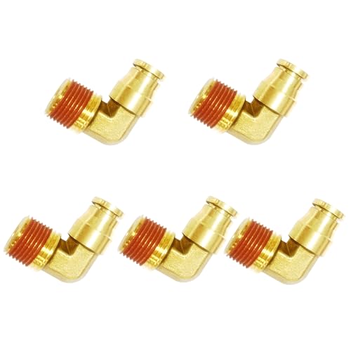 Push to Connect Fittings 3/8" Tube OD x 3/8" NPT Male Air Line Fittings - 5pcs - size: 3/8" Tube OD x 3/8" NPT Male
