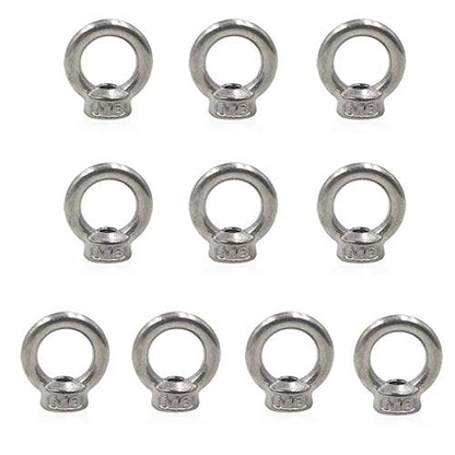 Lependor M6 Metric Ring Shape Lifting Eye Nut 304 Stainless Steel Lifting Eye Threaded Nut Fastener - 10 Pcs M6 (1/4") - color: 10 Pcs M6 (1/4")