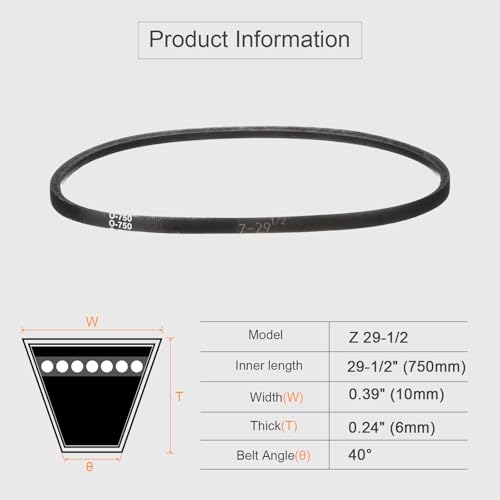 HARFINGTON Z-29-1/2 Z Type V-Belt 750mm/29-1/2 Inner Length x 0.39" Width x 0.24" Height, Z-Type Closed-Loop Rubber Transmission Belt - size: Z-29-1/2