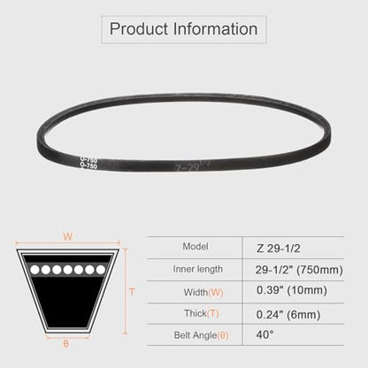 HARFINGTON Z-29-1/2 Z Type V-Belt 750mm/29-1/2 Inner Length x 0.39" Width x 0.24" Height, Z-Type Closed-Loop Rubber Transmission Belt - size: Z-29-1/2