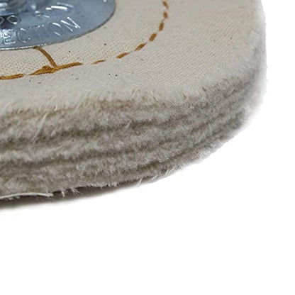 Benchmark Abrasives 4" Cotton Cushion Sewn Buffing Polishing Wheel for Bench Grinder with 1/4" Mandrel, for Polishing Finishing Smoothing on Aluminum, Stainless Steel (Cotton Cushion)