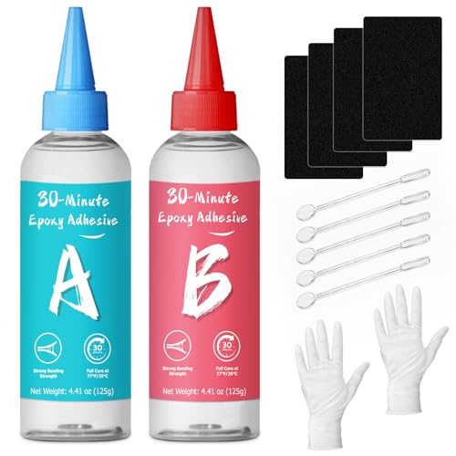 30 Minute Epoxy Glue 7.6 fl oz, Fast Cure Clear 2 Part Epoxy Adhesive