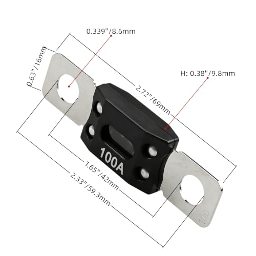 2-Way AMG Mega Fuse Holder Kit, Includes 2 Pcs 100A and 2 Pcs 120A ANM Fuse for Cars - size: 100A120A