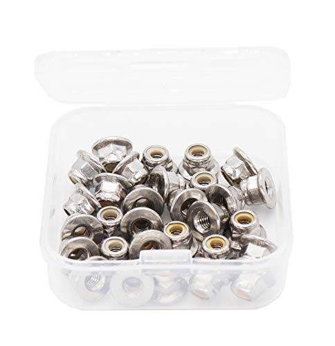 cSeao 30pcs M4-0.7mm Flange Nylon Inserted Lock Nuts 304 Stainless Steel 18-8 A2-70, DIN6926 - size: M4 30pcs