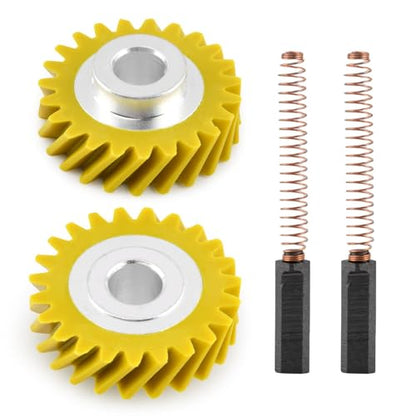 4Pack W10112253 Mixer Worm Gear & W10380496 Carbon Brushes Replacement Kit for Mixers KSM88RBQ2, KSM150, 5K5SSs - Replacement for OEM 4162897/4169830/AP4295669