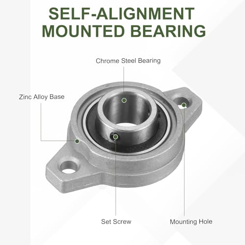 uxcell KFL003 Pillow Block Bearing 5/8" (17mm) Zinc Alloy Steel 2Pcs - size: KFL003 (5/8" Bore)