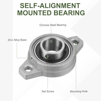 uxcell KFL003 Pillow Block Bearing 5/8" (17mm) Zinc Alloy Steel 2Pcs - size: KFL003 (5/8" Bore)