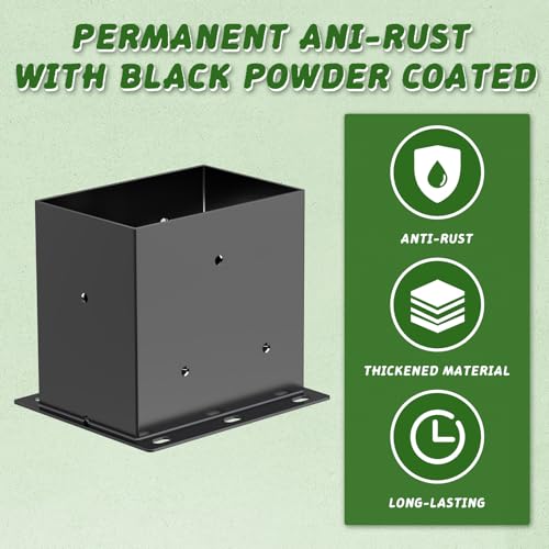 2 Pcs 4"x 6" Post Base Brackets(Acturl Fit 3.6"x5.6") Post - size: 4"x 6", style: 2 Pcs