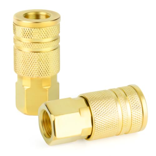 GASHER 12PCS 3/8"FNPT Brass Industrial Coupler,1/4 Flow Quick Connect Air Coupler - size: 3/8" NPT Female Threads