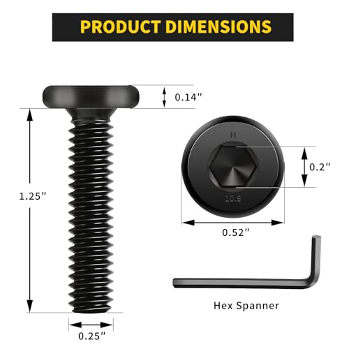 Socket Cap Machine Screws 1/4 x 1-1/4" 25PC, Flat Head Hex Socket - size: 1/4-20 x 1-1/4, style: Flat