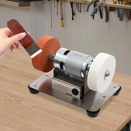Mini Belt Sander, Knife Sharpener Electric Bench Grinder Sanding Machine, 3000-6000 RPM Belt Sander for Metal Working and Woodworking