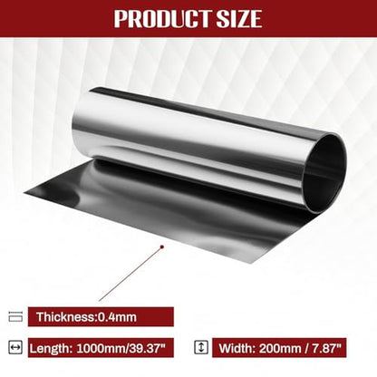 304 Stainless Steel Foil Roll, 0.4mm x 200mm x 1M Stainless Steel Sheet, Metal Foil for Crafts, Electronic Equipment, Industry Machinery, Hardware - size: 0.4mm x 200mm x 1M