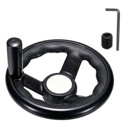 uxcell Handwheel with Revolving Handle, 0.5" Hole x 4.9" OD, Black - size: 0.5" Hole x 5" OD