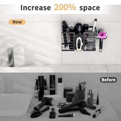 FUNKYLEE 3-in-1 Universal Hair Tool Organizer Wall Mount, Black - color: Black