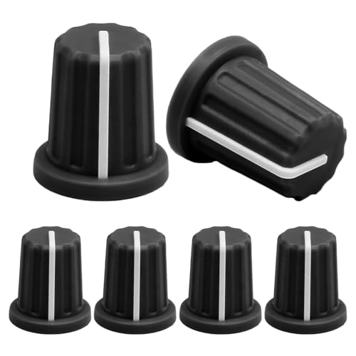 Hordion 6pcs 6mm D Type Potentiometer Knob, Guitar Volume Rotary Knob Black - color: Black