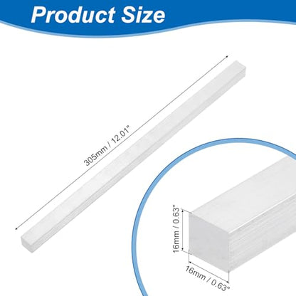 uxcell Square Aluminum Flat Bar, 5/8" Thickness 5/8" Width 12" Length Square 6063 Aluminum Flat Plate, 16 x 16 x 305mm Solid Mill Stock - size: 5/8" T x 5/8" W x 12" L