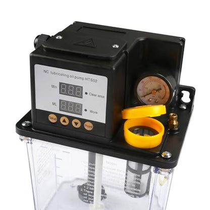 1L Automatic Lubrication Pump 110V CNC Oil Pump with Pressure Gauge, Electric Oiler with Digital Timer for CNC Lathe and Mill, M8 Outlet for 4mm Pipe, IP68 Waterproof - size: Medium