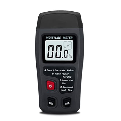 Digital Wood Moisture Meter Wood Humidity Tester Hygrometer Timber Damp Detector Large LCD Display (Grey) - color: Grey