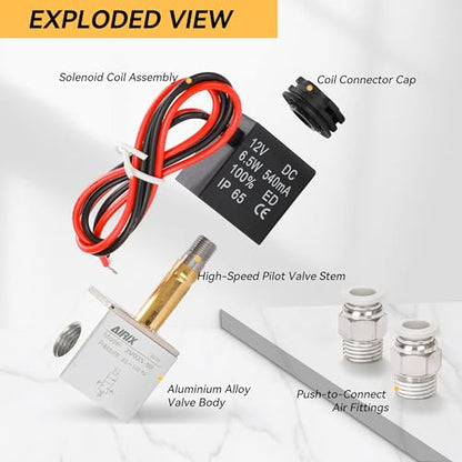 1/4" NPT Solenoid Valve 2V025-08, 2-Way Normally Closed, DC 12V, Lead - size: NPT1/4″/DC12/Out of line, style: 2-Way Solenoid Valve