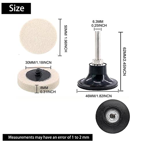 30 Pcs 2" Commpressed Wool Quick Change Disc Polishing Buffing Pads Wheels