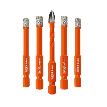 BGTEC Dry Diamond Drill Bit Set 5PCS 1/4" Tile Hole Saw & Carbide Bits - size: Set 1
