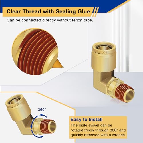 2PCS Brass Air Brake Push Connect Fittings 1/2" OD x 1/4" NPT Elbow - size: 1/2" Tube OD x 1/4" NPT - 2 PCS