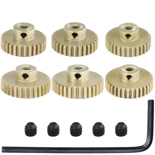 0.6M RC Pinion Gear Set 3.175mm 28T 29T 30T 31T 32T 33T 6PCS 7075 Aluminum - size: 0.6M-P-28-33T