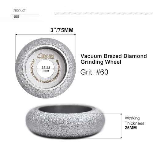 SHDIATOOL 3 Inch Profile Hand Diamond Wheel Height 25mm Convex Curve Edge Grinding for Stone Marble Granite Rock - size: 3"/75mm