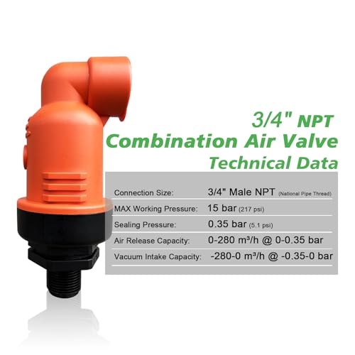 Air Relief Valve - Air Vacuum Valve for Irrigation System - NPT - size: 3/4 inch