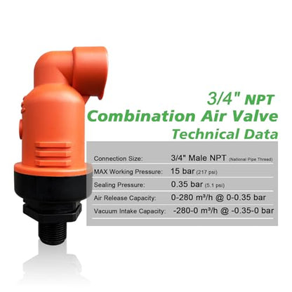 Air Relief Valve - Air Vacuum Valve for Irrigation System - NPT - size: 3/4 inch