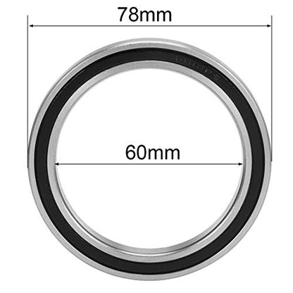 uxcell 6812-2RS Deep Groove Ball Bearings Z2 60mm x 78mm x 10mm Double Sealed Chrome Steel 2pcs - size: 60x78x10mm