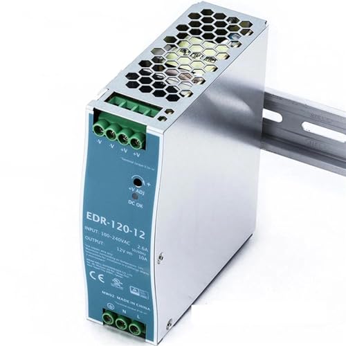 EDR-120-12 120W Power Supply - 12V 10A, AC-DC DIN Rail Power Supply for Industrial, Semiconductor, Automation and Electromechanical Applications